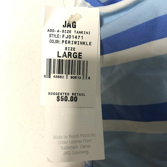Jag Swim Top Tankini Blue White Stripes Size L - Picture 6 of 8